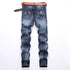 Washed Fashion Straight Pants Men's Ripped Mid Waist Jeans
